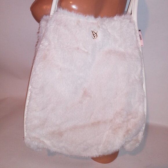 Victoria’s Secret Fuzzy Cream Tote Bag • NWT - Picture 3 of 13